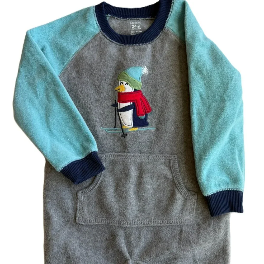 Microfleece Fleece Jumpsuit 24M Carters Skiing Penguin